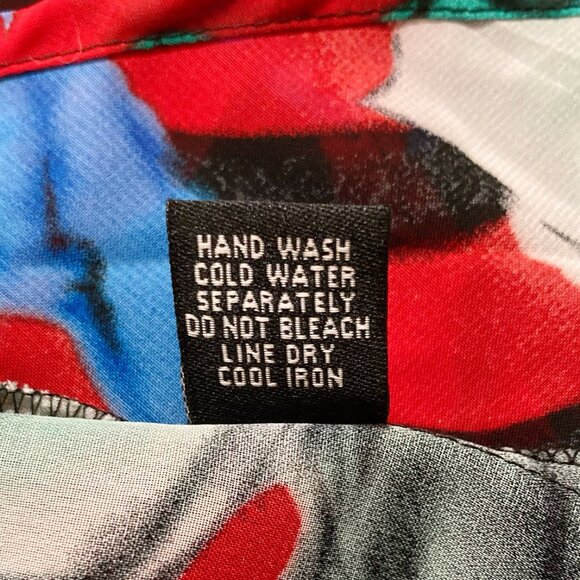 KAKTUS Red black white turquoise watercolour floral sheer cardigan ~ XS SMALL - Picture 10 of 12